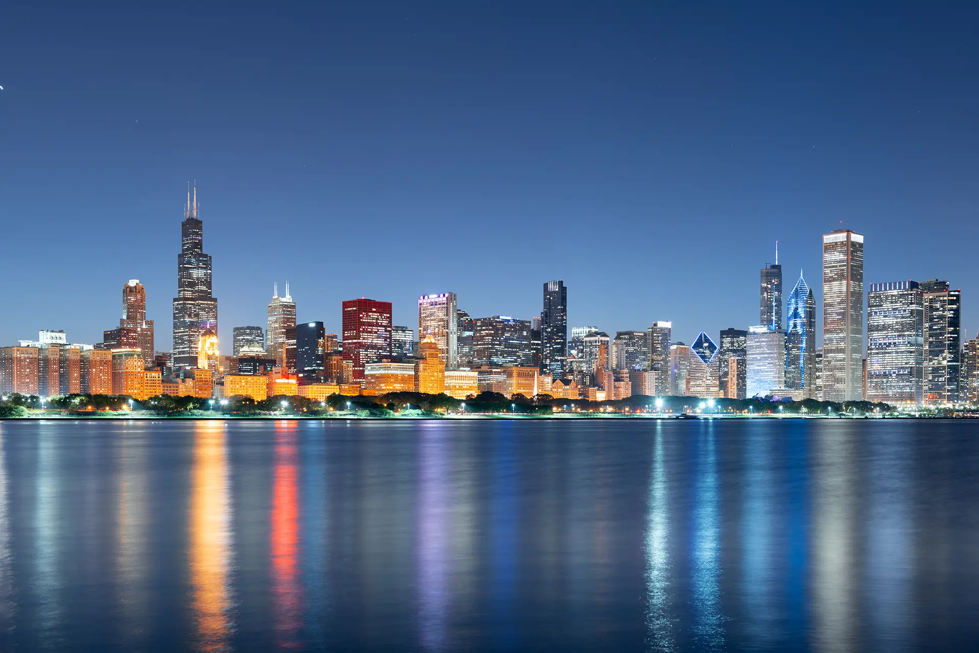 Chicago skyline from Lake Michigan.